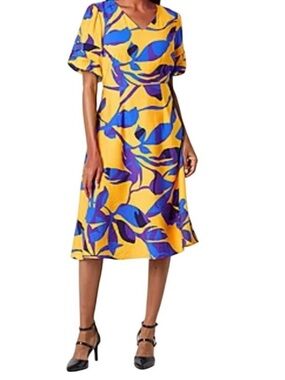 Liz Claiborne marigold and blue floral dress